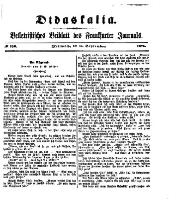 Didaskalia Mittwoch 15. September 1875