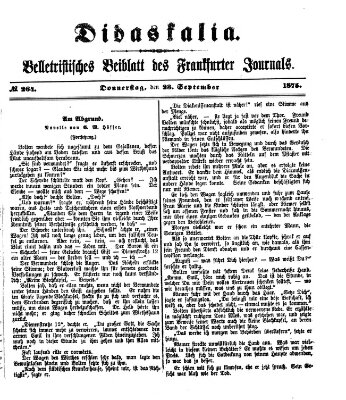 Didaskalia Donnerstag 23. September 1875