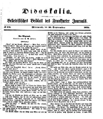 Didaskalia Mittwoch 29. September 1875