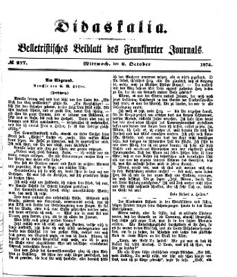 Didaskalia Mittwoch 6. Oktober 1875