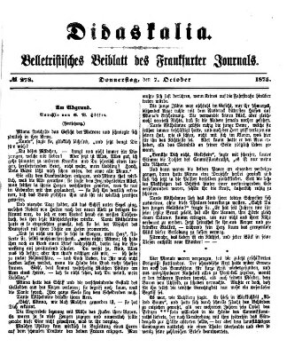 Didaskalia Donnerstag 7. Oktober 1875