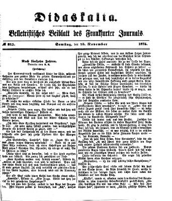 Didaskalia Samstag 13. November 1875