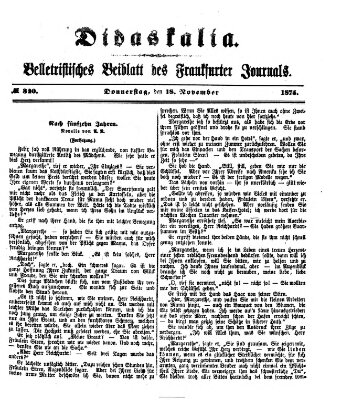 Didaskalia Donnerstag 18. November 1875