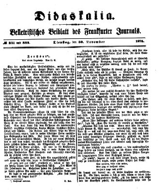 Didaskalia Dienstag 30. November 1875