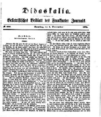 Didaskalia Samstag 4. Dezember 1875