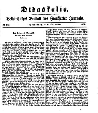 Didaskalia Donnerstag 9. Dezember 1875