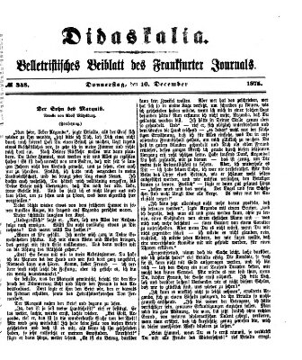 Didaskalia Donnerstag 16. Dezember 1875