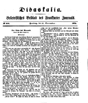 Didaskalia Freitag 17. Dezember 1875