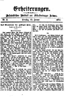 Erheiterungen (Aschaffenburger Zeitung) Dienstag 12. Januar 1875