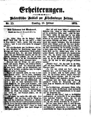 Erheiterungen (Aschaffenburger Zeitung) Samstag 13. Februar 1875