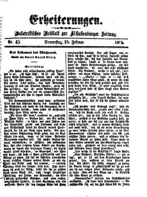 Erheiterungen (Aschaffenburger Zeitung) Donnerstag 25. Februar 1875