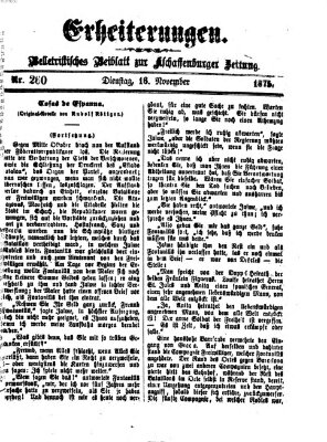 Erheiterungen (Aschaffenburger Zeitung) Dienstag 16. November 1875