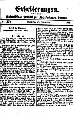 Erheiterungen (Aschaffenburger Zeitung) Samstag 27. November 1875