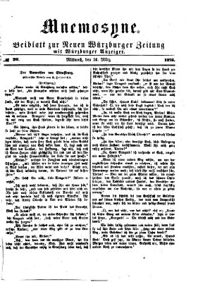 Mnemosyne (Neue Würzburger Zeitung) Mittwoch 31. März 1875