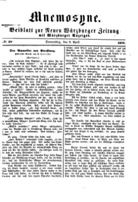 Mnemosyne (Neue Würzburger Zeitung) Donnerstag 8. April 1875