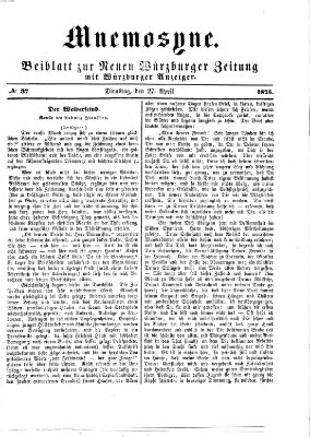 Mnemosyne (Neue Würzburger Zeitung) Dienstag 27. April 1875