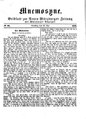 Mnemosyne (Neue Würzburger Zeitung) Samstag 22. Mai 1875