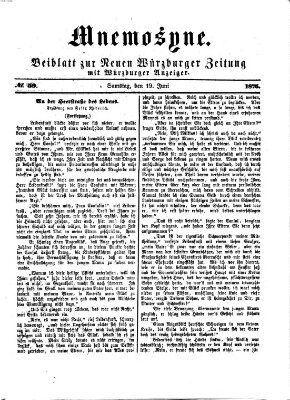 Mnemosyne (Neue Würzburger Zeitung) Samstag 19. Juni 1875