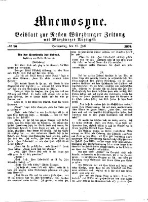 Mnemosyne (Neue Würzburger Zeitung) Donnerstag 15. Juli 1875