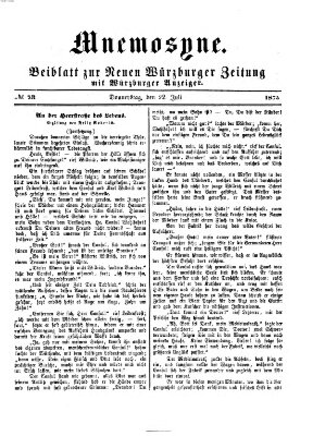 Mnemosyne (Neue Würzburger Zeitung) Donnerstag 22. Juli 1875