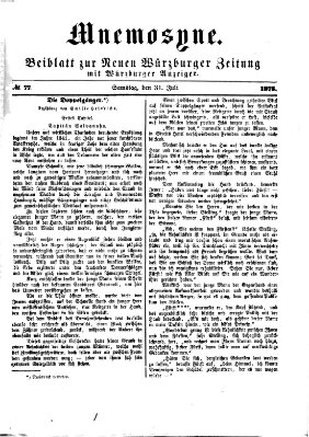 Mnemosyne (Neue Würzburger Zeitung) Samstag 31. Juli 1875