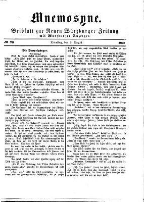 Mnemosyne (Neue Würzburger Zeitung) Dienstag 3. August 1875