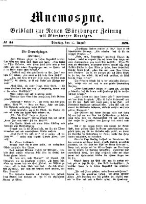 Mnemosyne (Neue Würzburger Zeitung) Dienstag 10. August 1875