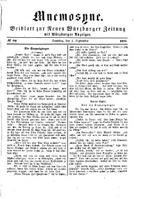 Mnemosyne (Neue Würzburger Zeitung) Samstag 4. September 1875