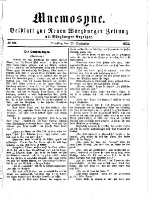 Mnemosyne (Neue Würzburger Zeitung) Samstag 25. September 1875