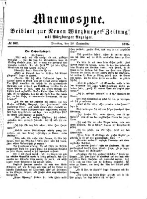 Mnemosyne (Neue Würzburger Zeitung) Dienstag 28. September 1875