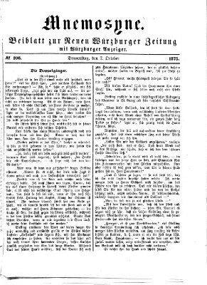 Mnemosyne (Neue Würzburger Zeitung) Donnerstag 7. Oktober 1875