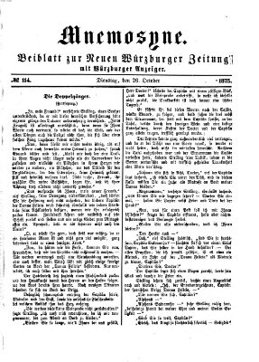 Mnemosyne (Neue Würzburger Zeitung) Dienstag 26. Oktober 1875