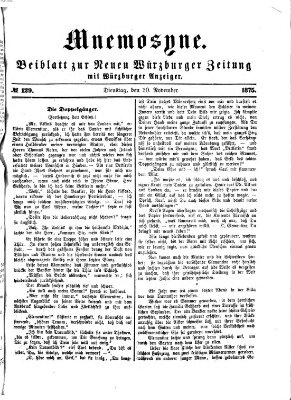 Mnemosyne (Neue Würzburger Zeitung) Dienstag 30. November 1875