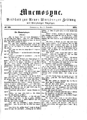 Mnemosyne (Neue Würzburger Zeitung) Donnerstag 2. Dezember 1875