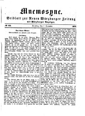 Mnemosyne (Neue Würzburger Zeitung) Dienstag 7. Dezember 1875