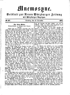 Mnemosyne (Neue Würzburger Zeitung) Sonntag 19. Dezember 1875