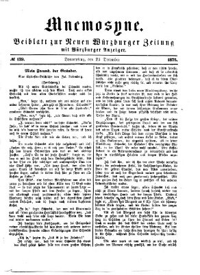 Mnemosyne (Neue Würzburger Zeitung) Donnerstag 23. Dezember 1875