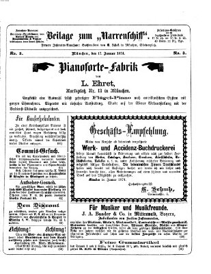 Das Narrenschiff Samstag 17. Januar 1874