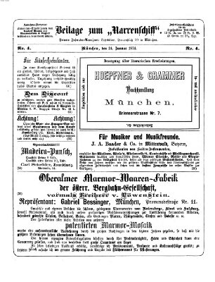 Das Narrenschiff Samstag 24. Januar 1874