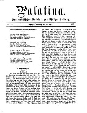 Palatina (Pfälzer Zeitung) Dienstag 20. April 1875