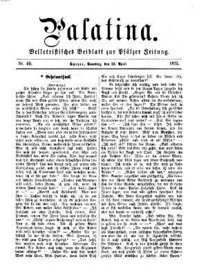 Palatina (Pfälzer Zeitung) Samstag 24. April 1875