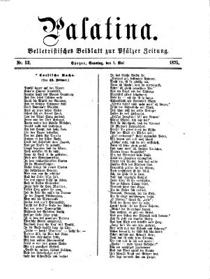 Palatina (Pfälzer Zeitung) Samstag 1. Mai 1875