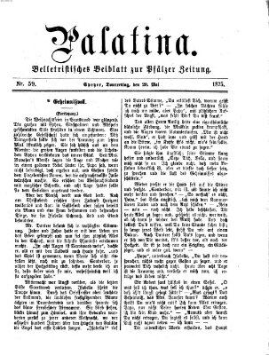 Palatina (Pfälzer Zeitung) Donnerstag 20. Mai 1875