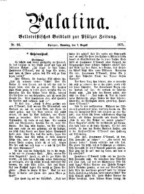 Palatina (Pfälzer Zeitung) Samstag 7. August 1875