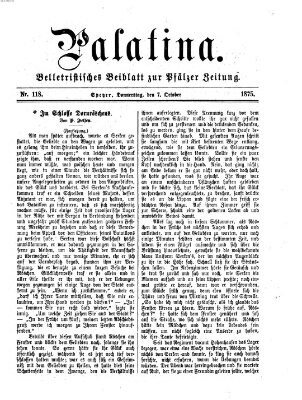 Palatina (Pfälzer Zeitung) Donnerstag 7. Oktober 1875