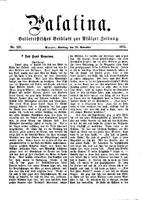 Palatina (Pfälzer Zeitung) Samstag 20. November 1875