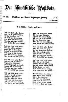 Der schwäbische Postbote (Neue Augsburger Zeitung) Montag 1. November 1875