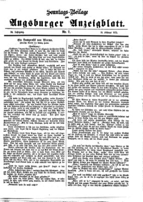 Augsburger Anzeigeblatt. Sonntags-Beilage zum Augsburger Anzeigblatt (Augsburger Anzeigeblatt) Sonntag 14. Februar 1875