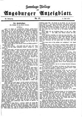 Augsburger Anzeigeblatt. Sonntags-Beilage zum Augsburger Anzeigblatt (Augsburger Anzeigeblatt) Sonntag 4. Juli 1875