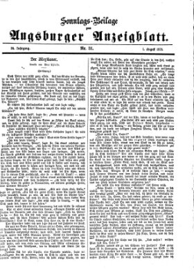 Augsburger Anzeigeblatt. Sonntags-Beilage zum Augsburger Anzeigblatt (Augsburger Anzeigeblatt) Sonntag 1. August 1875